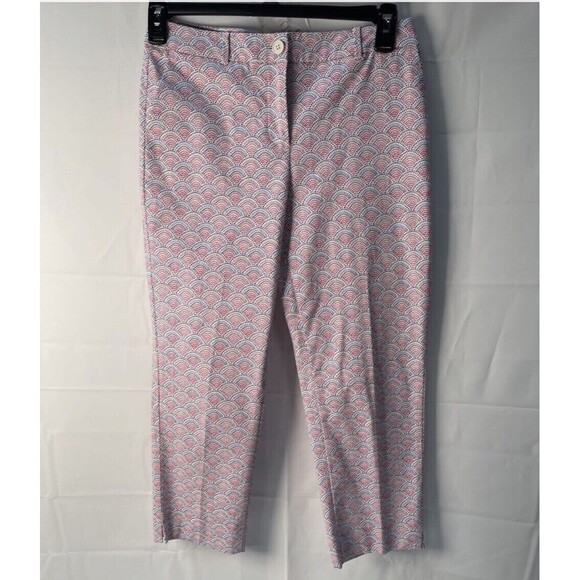 Talbots Pants - Talbots Chino Pants Womens  10 Navy Pink  Cotton Spandex Cropped